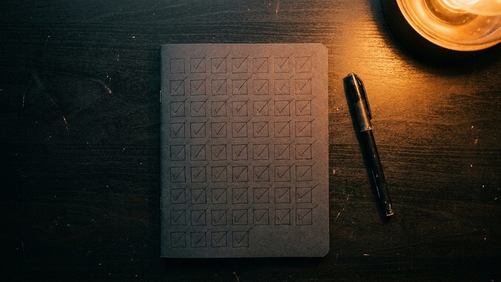 A 75-day tracker on a desk beside a short, written list of priorities