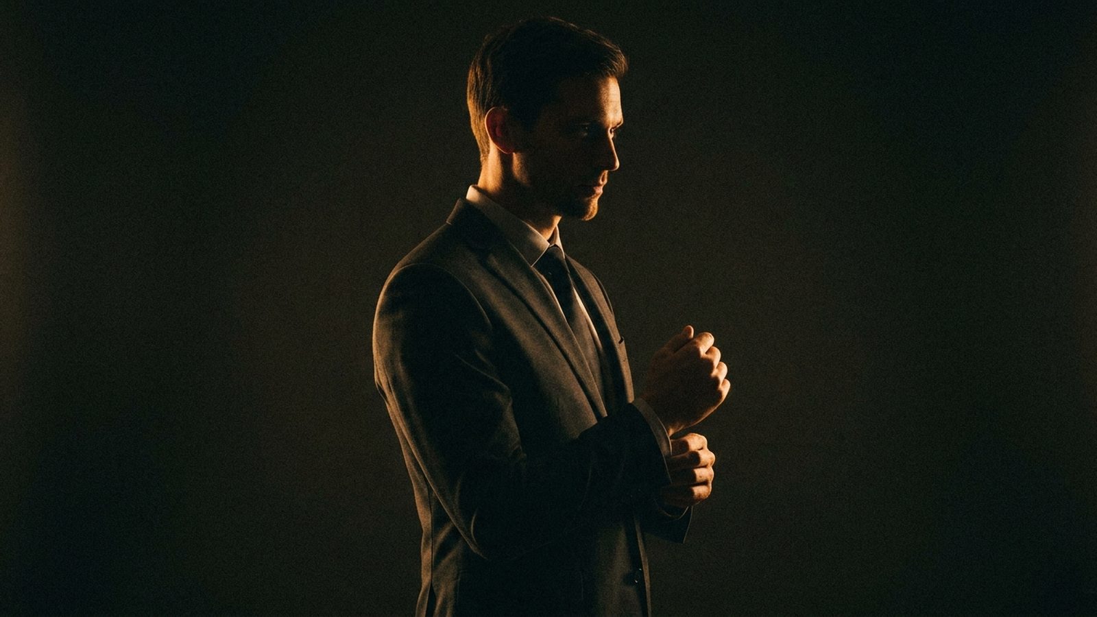 A composed, well-dressed man, calm and self-assured